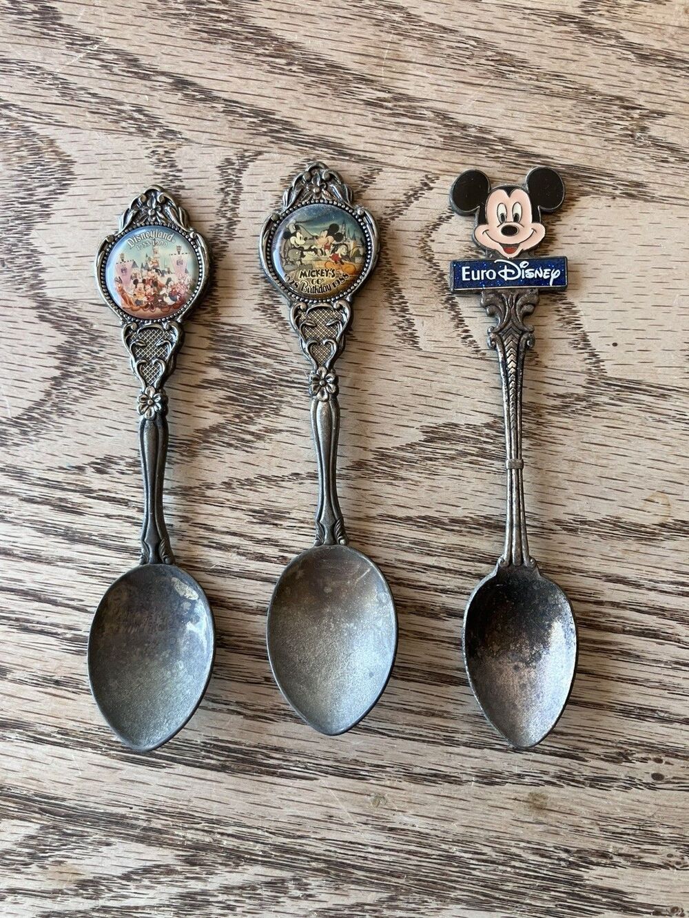 EuroDisney RARE California Disneyland Mickey Mouse Silver Souvenir Spoons Set